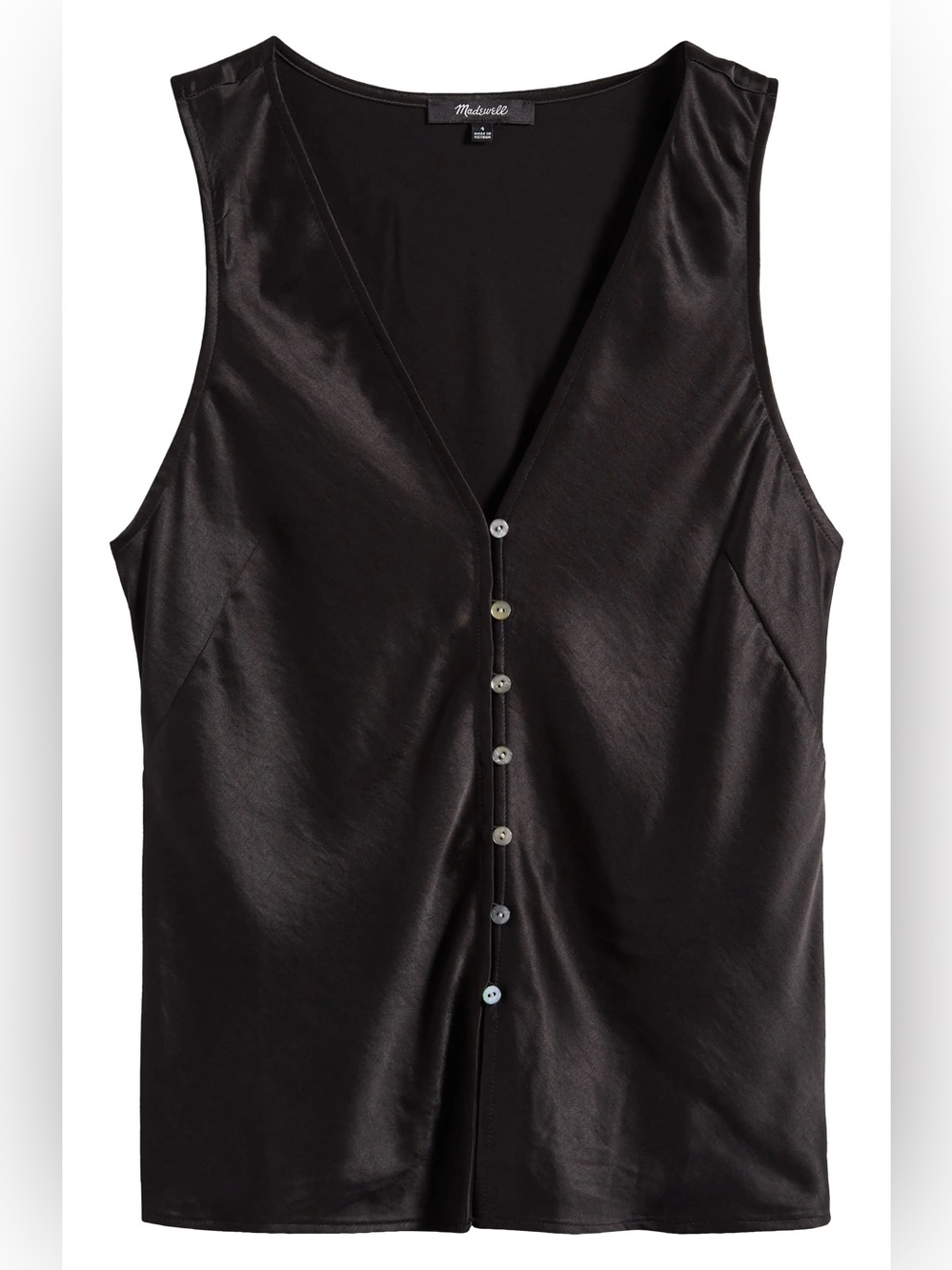 Madewell Emily Satin Sleeveless Button Up Size 8
